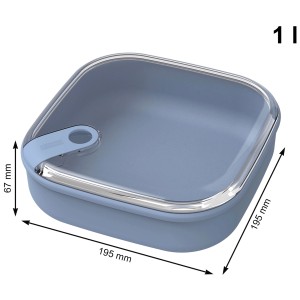Contenitore per alimenti Rotho Ela, 1 l, Horizon Blue. Contenitore quadrato con coperchio trasparente.