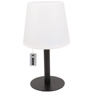 Lampada da tavolo LED bianca con base nera. Luce decorativa RGB dimmerabile IP44 per esterni.