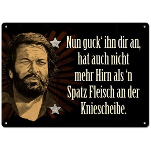 Carte postale en métal avec motif Bud Spencer et dicton : Regarde-le un peu...