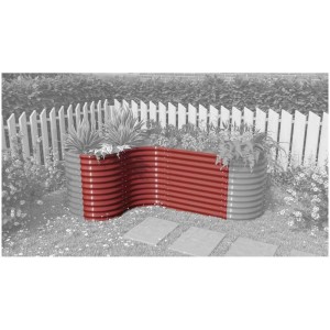 Estensione per aiuola rialzata Vitavia Curve 858, rossa, 80x80 cm, in Zincalume. Accessorio per aiuole rialzate modulari.