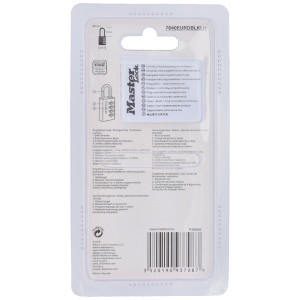 Master Lock Zahlen-Vorhängeschloss, 4-stellig, Aluminium, Schwarz, 40 mm, langer Bügel.