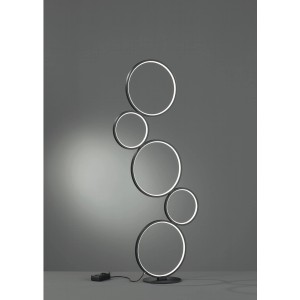 Lampadaire LED moderne Trio Rondo en noir mat avec variateur et lumière blanc chaud.