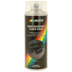 Bomboletta Motip vernice trasparente resistente al calore opaca 400ml per riparazioni auto.