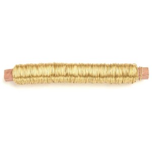 Goldfarbener Wickeldraht, 0,5 mm stark, ca. 50 m lang, auf Holzspule für Schmuckbasteln.