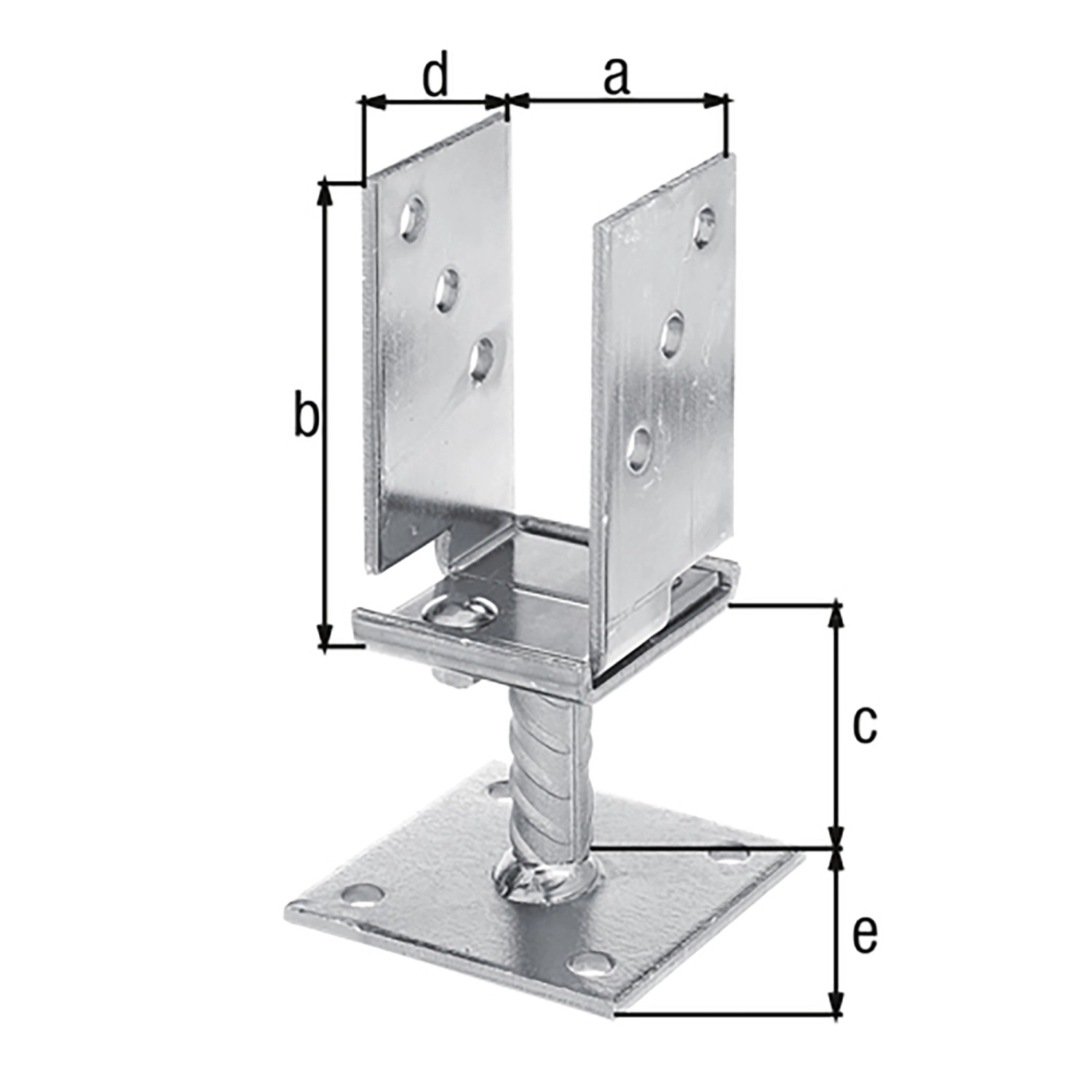 Alfred Pfostenträger M24 X 150 Mm Verstellbar - 80x80 Mm Feuerverzinkt