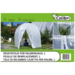 Colibri telo di ricambio per serra palme taglia L, film PE trasparente con zip.
