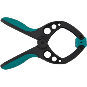 Serre-joint à ressort Wolfcraft FZ 40 : outil de serrage en plastique et acier, noir/turquoise, largeur de serrage 40 mm.