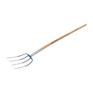 Fourche à fumier LUX avec 4 dents et manche en frêne (135 cm) pour le jardinage et le compostage.