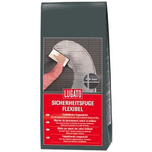 Lugato Sicherheitsfuge flexibel, grau, 1 kg. Fugenmasse für Fliesen und Naturstein.