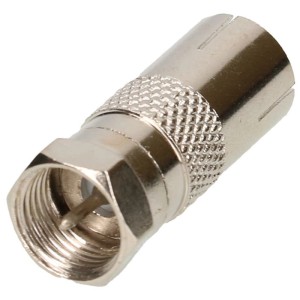 Adattatore Schwaiger Sat, connettore F a presa antenna, argento.