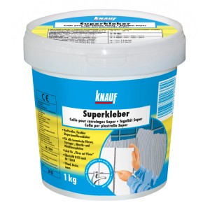Knauf Superkleber 1 kg, gebrauchsfertiger Fliesenkleber für Innenanwendungen.
