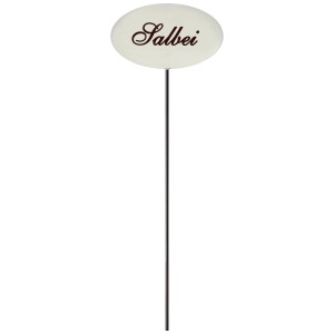 Kräuterstecker Salbei, emailleweiß, 30 cm, zur Beet- und Kübelbeschriftung.