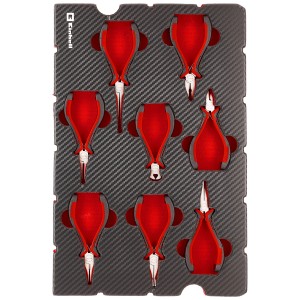 Set d'outils Einhell : jeu de 8 pinces de précision dans E-Case, pinces avec poignées rouges.