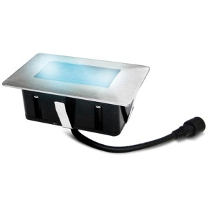 Faretto LED da incasso blu 2W 6x10cm per sistemi di illuminazione esterna, calpestabile.