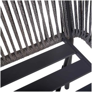 Detailansicht: Grauer Greemotion Calgary Gartenstuhl mit Ropes-Design und Aluminiumgestell.