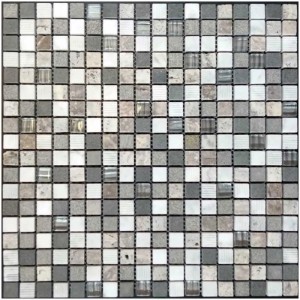 Mosaico in pietra naturale Isola Foglia grigio-marrone, 1,5x1,5cm, spessore 8mm. Aspetto pietra naturale per pareti e pavimenti.
