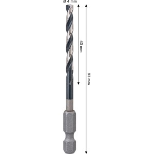 Punta elicoidale Bosch Pro Metal HSS-G Impact, 4 mm, argento. Punta per metallo con codolo esagonale.