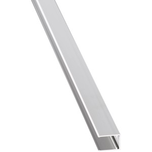 Profilo a U in alluminio anodizzato, 1,6 cm, lunghezza 500 cm per coperture in plastica.