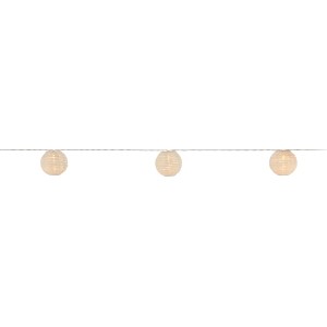 Catena luminosa solare Fiuggi con 24 lanterne bianche e LED bianco caldo.