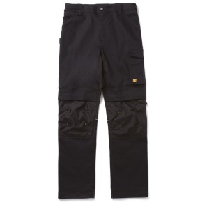 Pantalon de travail noir Cat® Tech Pro taille 38/32 avec genouillères renforcées et poche cargo.
