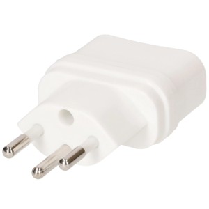 Adaptateur blanc Italie/Type 12, 3 pôles pour prises suisses.