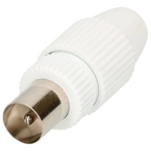 Connettore antenna Quickfix Schwaiger bianco per cavo coassiale e connessione antenna.