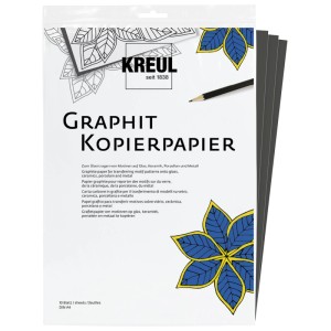 Kreul Papier Graphite A4, 10 feuilles pour transférer des motifs sur des surfaces comme le verre, la céramique et le métal.