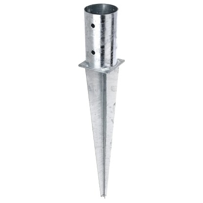 Ancre à enfoncer pour poteaux ronds en bois galvanisée à chaud 81 x 150 x 600 mm