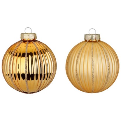 Magic Dekorierte Kugel aus Glas Brokatgold Glanz/Matt assortiert Ø 8 cm / 1 Stk.