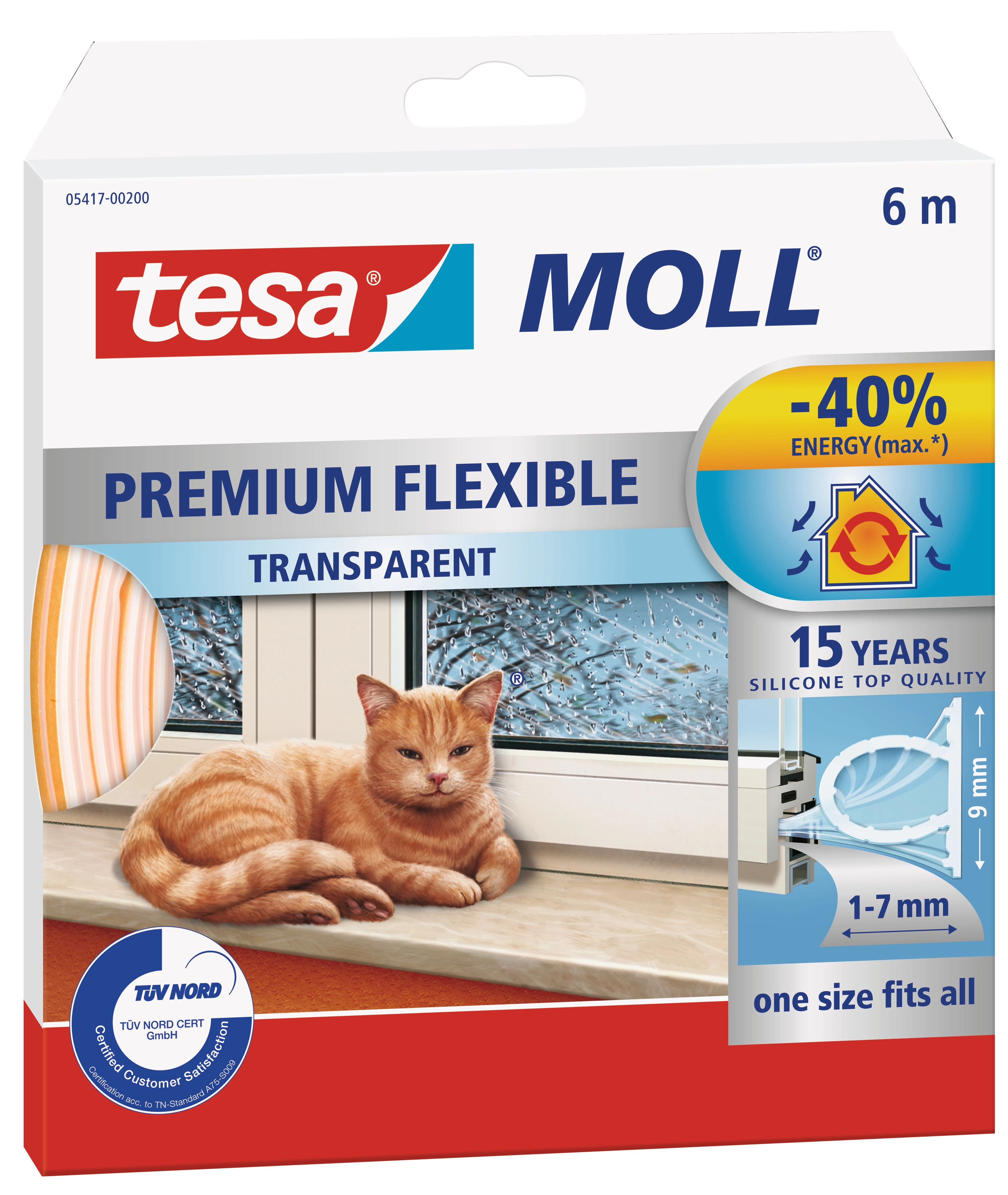 Tesamoll Silikondichtung Premium Flexible Weiss 9 x 7 mm / Länge