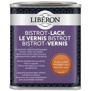 Liberon Bistrot Vernice Mogano, vernice satinata per mobili e superfici in legno.