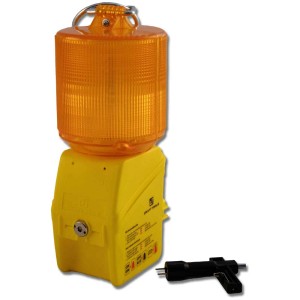 Crafttools luce di segnalazione da cantiere a 360°: luce gialla a tutto tondo con anello di sospensione e chiave.