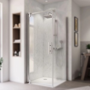 Breuer Drehtür links, Europa Design, Chrom/Klarglas, 90 cm, für Duschkabine.