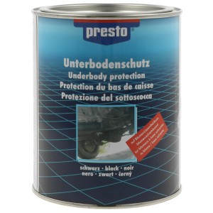 Barattolo di protezione sottoscocca bituminosa Presto, nero, 1,3 kg. Protezione per sottoscocca di veicoli.