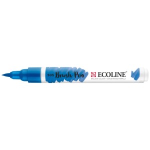 Ecoline Brushpen Ultramarin hell, Stift mit flexibler Pinselspitze für Kunst und kreatives Gestalten.