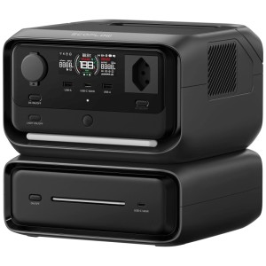 Station électrique noire Ecoflow River 3 Max avec 572 Wh et divers ports.