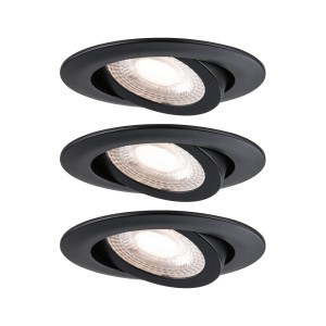 Set de spots encastrables, 3 pièces, orientables, LED, 3x4,8W, 3000K, 230V, noir mat.