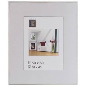 Cornice KR1 Platinum, 50x60 cm, in plastica. Moderna cornice portafoto da parete o da tavolo.