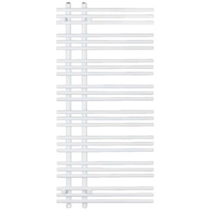 Radiateur sèche-serviettes blanc Sonnenkönig Bora 1, un radiateur avec barres horizontales.