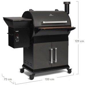 Burnhard Pelletsmoker Flint, dispositivo per grigliare con camera a pellet, ripiano e mobile base.