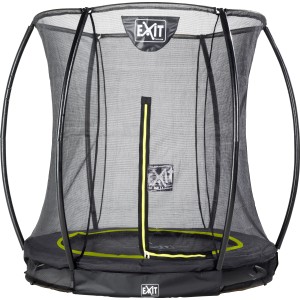 Trampolino interrato nero EXIT Silhouette (D183cm) con rete di sicurezza per il giardino.