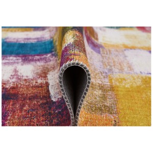 Tappeto Andiamo Bonum Multi, 80x150 cm, dettaglio del bordo con motivo colorato.