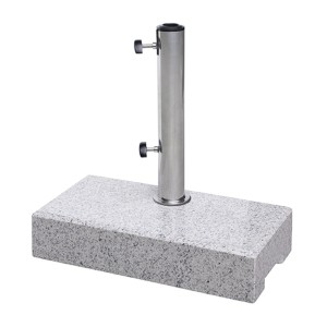Base per balcone Doppler in granito lucidato a specchio, con tubo in acciaio inox per ombrelloni.
