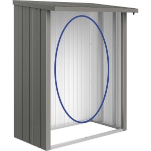 Panneau arrière Biohort pour étagère à bois WoodStock 150, gris quartz métallisé, accessoire pour systèmes de rangement de jardin.