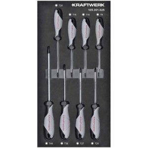 Set cacciaviti Kraftwerk, 8 pezzi, profilo TX, in inserto di schiuma.