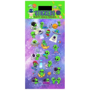 Puffy Sticker Space Friends : stickers muraux 3D avec des aliens, astronautes et planètes colorés pour enfants.