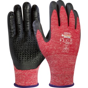 Gants multi-usages LUX pour femmes, taille 8, rouge/noir, idéaux pour travailler avec des outils.