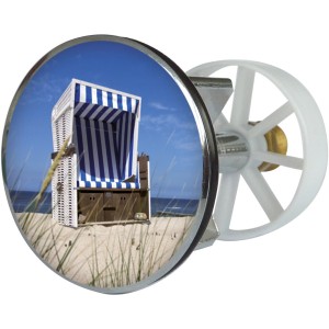 Tappo lavabo design cabina da spiaggia, 38mm diametro, metallo.