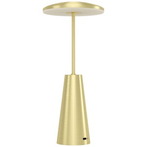 Elegante lampada da tavolo a batteria Eglo Piccola effetto ottone, dimmerabile per interni ed esterni.