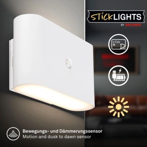 Briloner® Akku-Wandleuchte Chet Weiss (HxBxT) 6,5 x 9,5 x 16 cm / 3 W / 280 lm